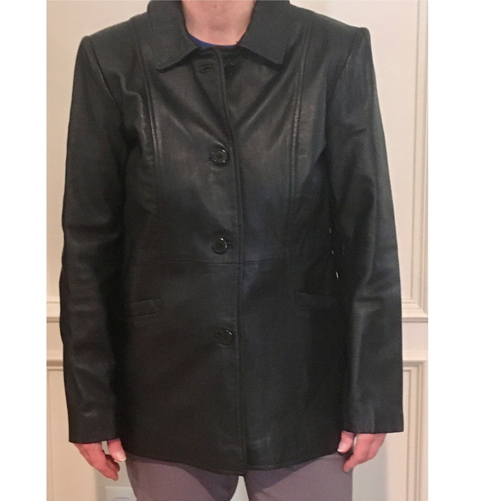 Style & Co. black leather women’s blazer